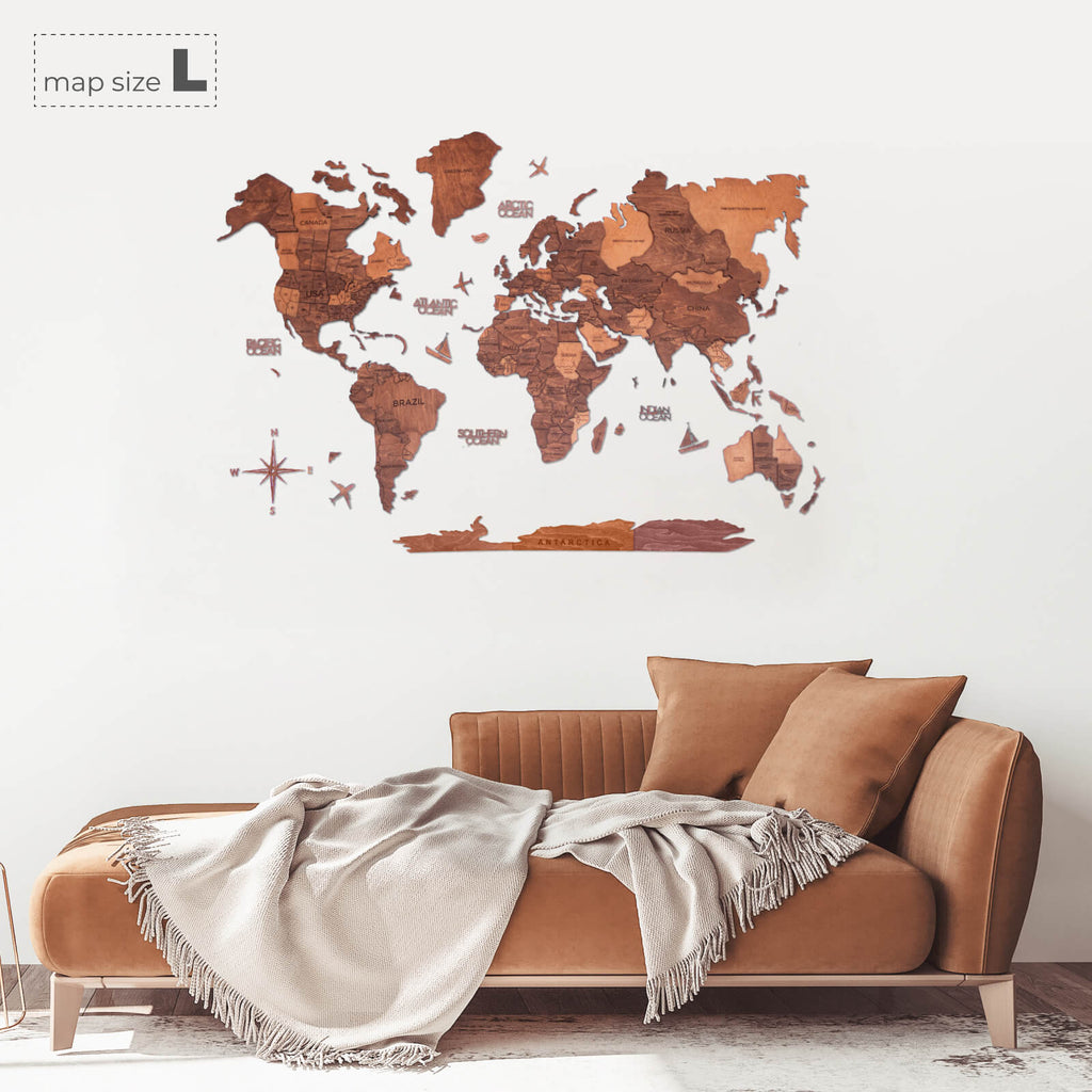 3D Wooden World Map Oak (for US only) - SJB-DIAMOND ELITES