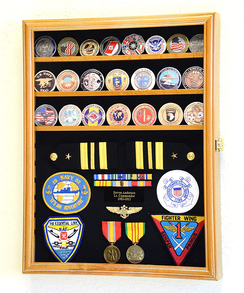 Challenge Coin/Medals/Pins/Badges/Ribbons/Insignia/Buttons Chips Combo Display Case Box The Military Gift Store