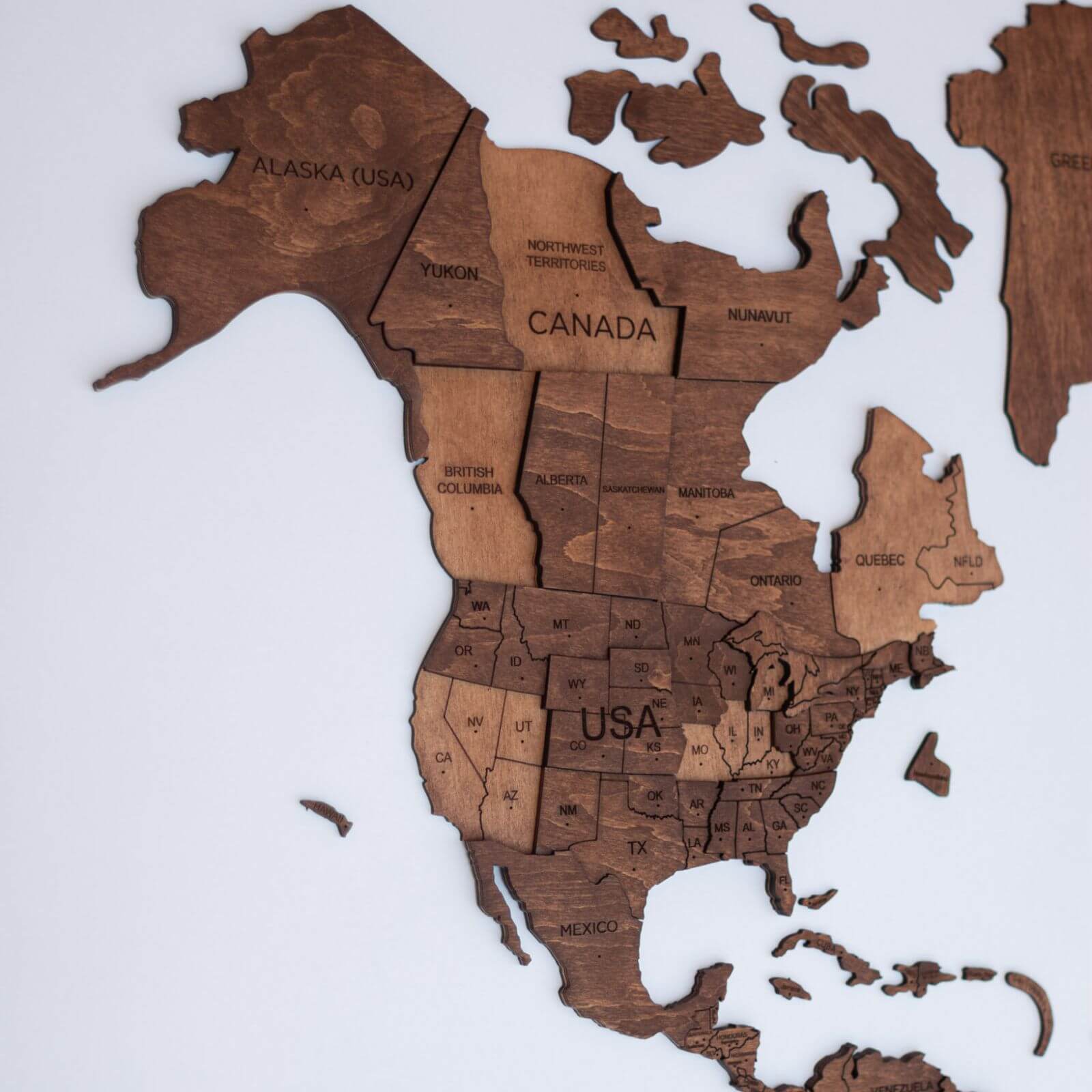 3D Wooden World Map Oak (for US only) - SJB-DIAMOND ELITES