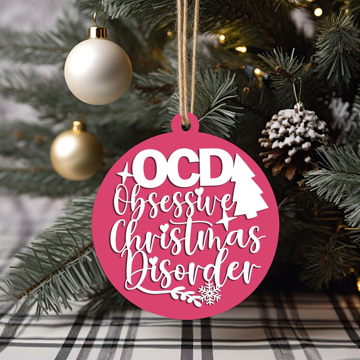 Handcrafted 3D Wooden Christmas Ornaments Imperfect OCD Style Limited Edition Tree Hanging Decor BandsCo Straps