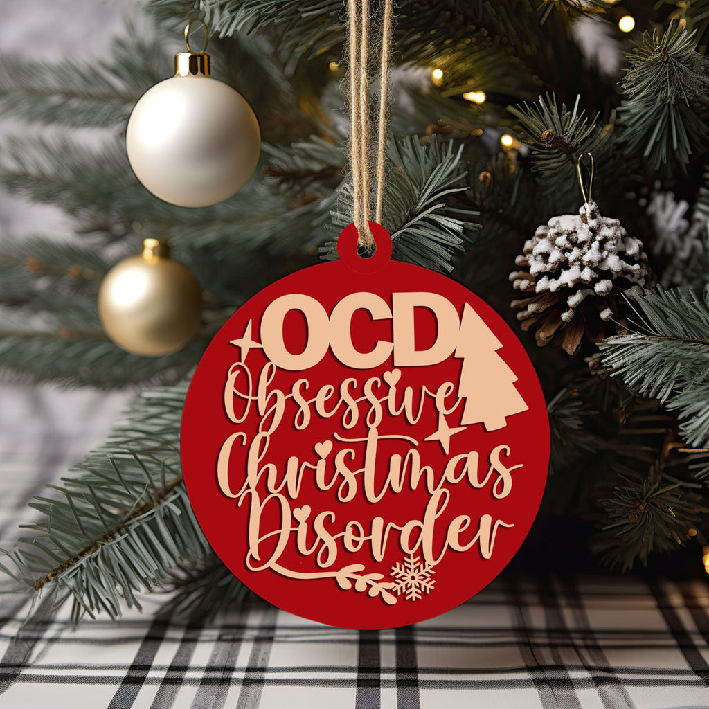 Handcrafted 3D Wooden Christmas Ornaments Imperfect OCD Style Limited Edition Tree Hanging Decor BandsCo Straps