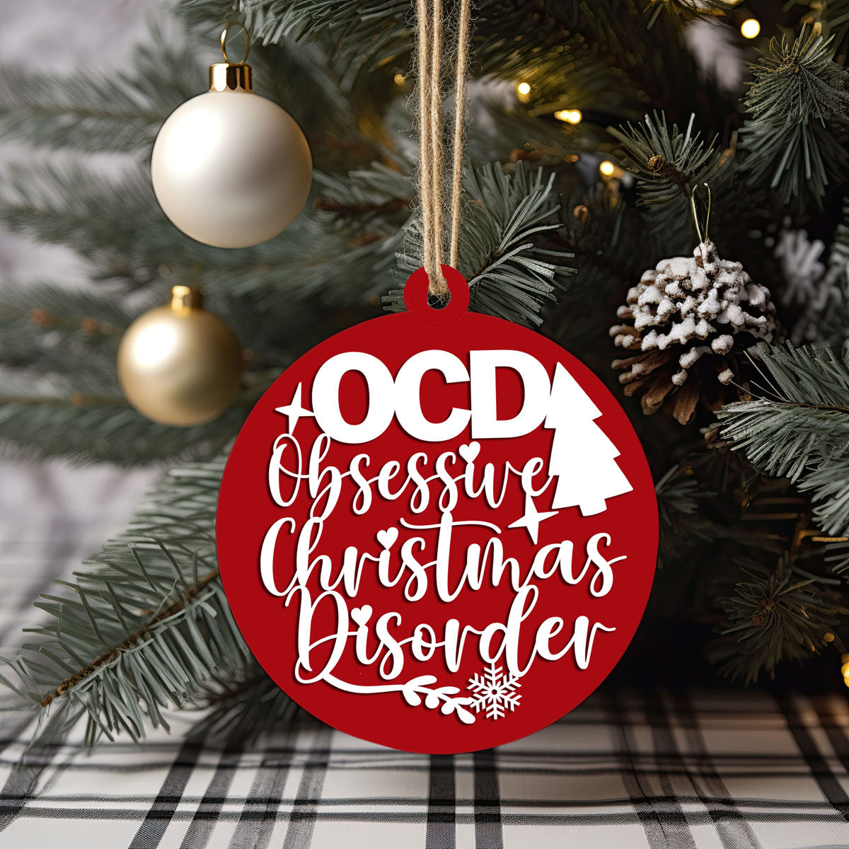Handcrafted 3D Wooden Christmas Ornaments Imperfect OCD Style Limited Edition Tree Hanging Decor BandsCo Straps