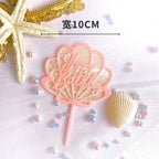 Ocean Acrylic Cake Toppers Topper Happy Birthday Cake Picks DIY Cake Insert Topper Cup Cake Toothpick Party Wedding Birthday Cake Decoration Decorating Card Birthday Shell Cake Topper DIY Wedding Party Gift Cupcake Insert Card Stevvex