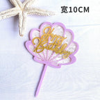 Ocean Acrylic Cake Toppers Topper Happy Birthday Cake Picks DIY Cake Insert Topper Cup Cake Toothpick Party Wedding Birthday Cake Decoration Decorating Card Birthday Shell Cake Topper DIY Wedding Party Gift Cupcake Insert Card Stevvex
