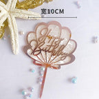 Ocean Acrylic Cake Toppers Topper Happy Birthday Cake Picks DIY Cake Insert Topper Cup Cake Toothpick Party Wedding Birthday Cake Decoration Decorating Card Birthday Shell Cake Topper DIY Wedding Party Gift Cupcake Insert Card Stevvex