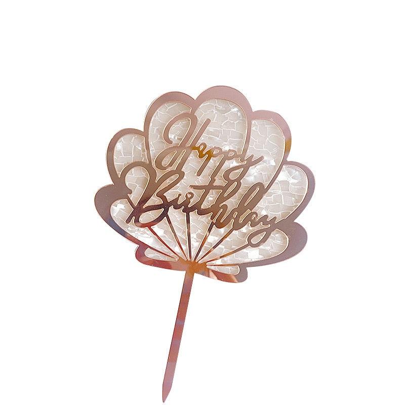 Ocean Acrylic Cake Toppers Topper Happy Birthday Cake Picks DIY Cake Insert Topper Cup Cake Toothpick Party Wedding Birthday Cake Decoration Decorating Card Birthday Shell Cake Topper DIY Wedding Party Gift Cupcake Insert Card Stevvex
