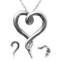 Octopus Tentacle Necklace And Earring Set Silver Pendant