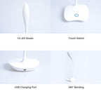 Office Desk LED Table Lamp USB Rechargeable Battery Bright Lamp Eye Care Mini Flex Room Desk Children's Lamp Bedroom Nightstand Decorative Table Lamp Cute Study Lamps for Bedroom Décor