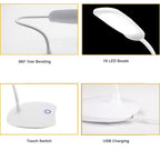Office Desk LED Table Lamp USB Rechargeable Battery Bright Lamp Eye Care Mini Flex Room Desk Children's Lamp Bedroom Nightstand Decorative Table Lamp Cute Study Lamps for Bedroom Décor
