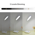 Office Desk LED Table Lamp USB Rechargeable Battery Bright Lamp Eye Care Mini Flex Room Desk Children's Lamp Bedroom Nightstand Decorative Table Lamp Cute Study Lamps for Bedroom Décor