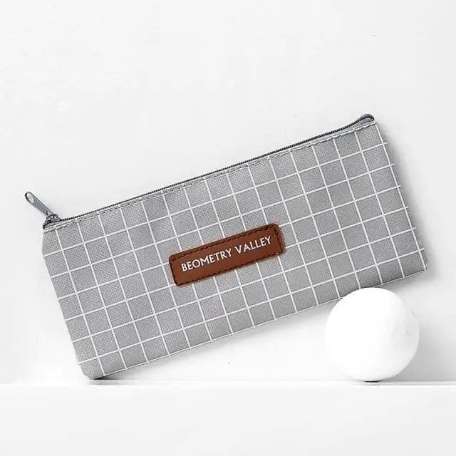 Office Simple Print Stationery Pencil Case Classic Design Pencil Pouch Simple Storage Bag Stevvex