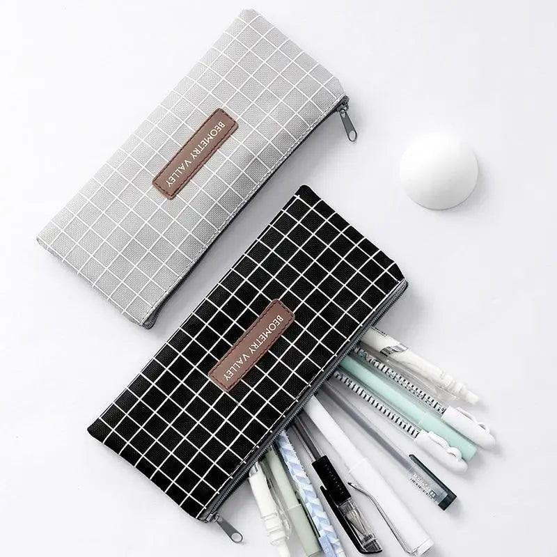 Office Simple Print Stationery Pencil Case Classic Design Pencil Pouch Simple Storage Bag Stevvex