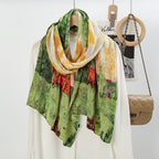 Oil Painting Style Dopamine Satin Crinkle Hijab (MH097)