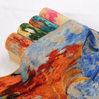 Oil Painting Style Dopamine Satin Crinkle Hijab (MH097)