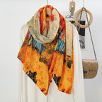 Oil Painting Style Dopamine Satin Crinkle Hijab (MH097)