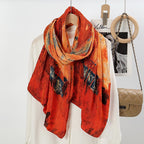Oil Painting Style Dopamine Satin Crinkle Hijab (MH097)