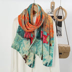 Oil Painting Style Dopamine Satin Crinkle Hijab (MH097)