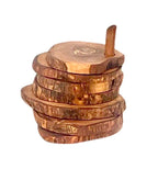 Olive Wood Coaster Set 7Pc With Holder - Natural Round Handcarved Coasters BandsCo Straps