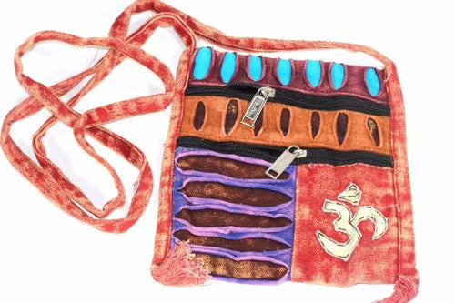 Om Embroidered Patchwork Boho Crossbody Jhola Handmade Bag