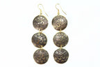 Om Lotus Dangle Earrings Spiritual Boho Long Gold Plated