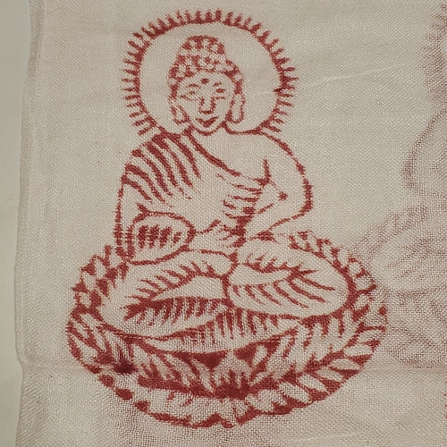 Om Print White Scarf Spiritual Symbol Boho Lightweight