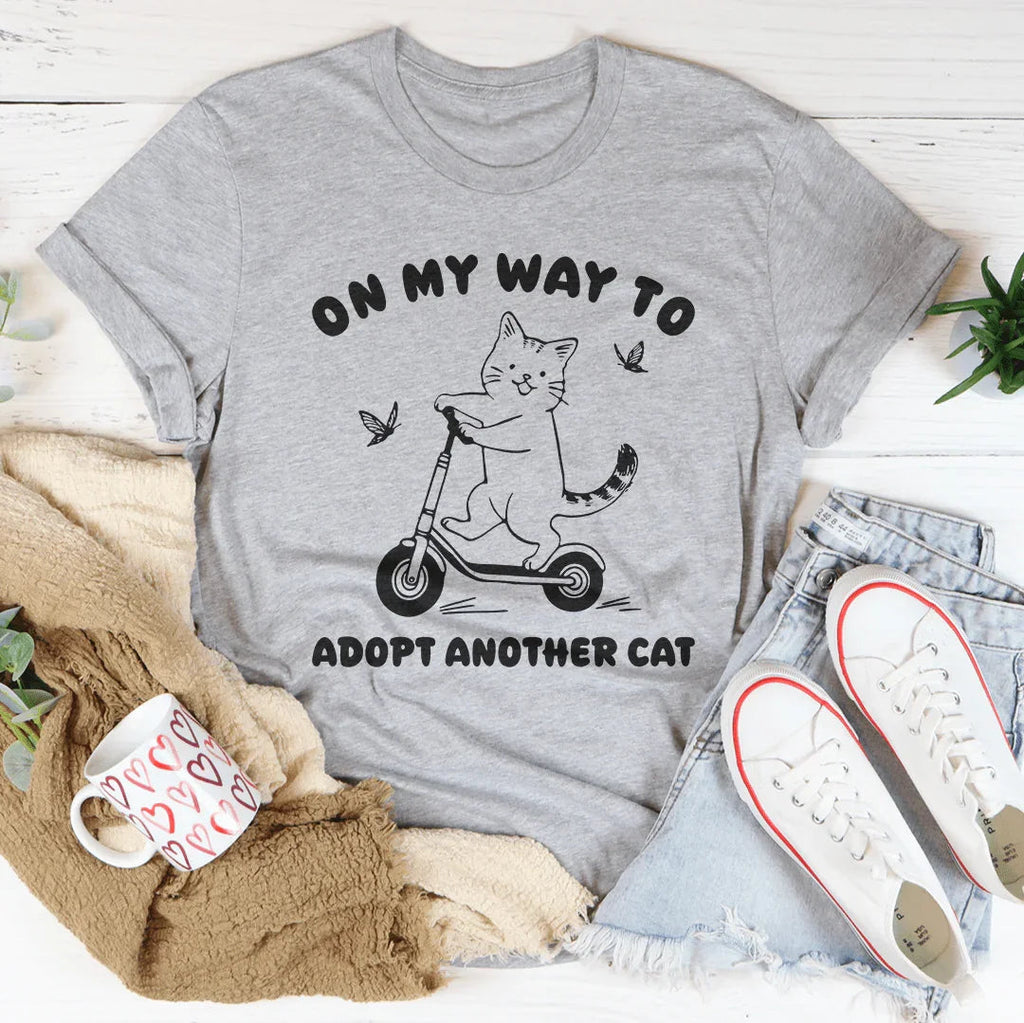 On My Way To Adopt Another Cat Tee Peachy Sunday