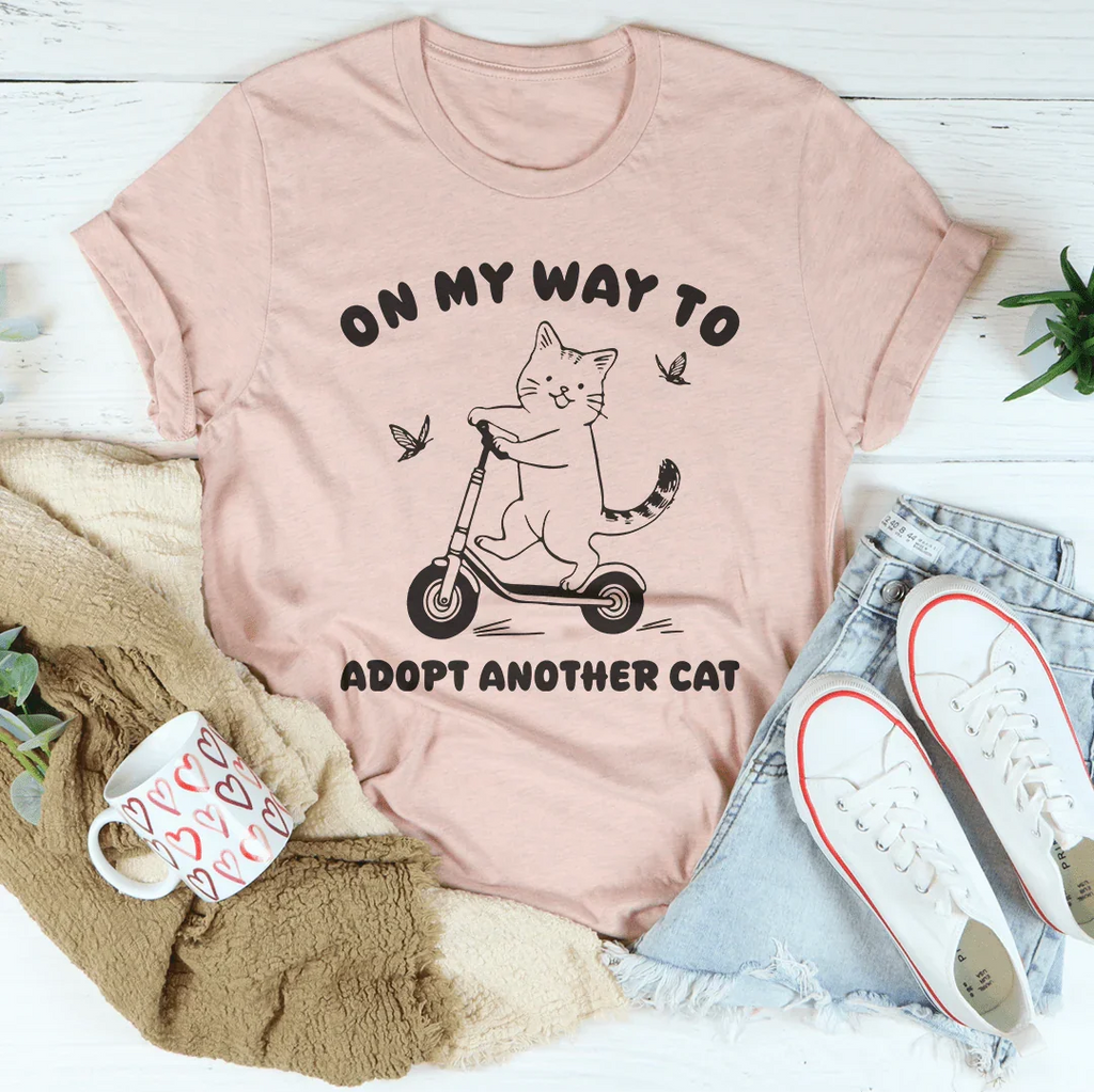 On My Way To Adopt Another Cat Tee Peachy Sunday