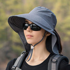 One Size Women Wide Large Sun Hat Bucket Hat Summer Outdoor Fishing Hiking UV Anti Neck Protection Shawl Wide Hat UV Sun Protection Safari Unisex Cap Ladies Hat Sport Summer Hat Stevvex