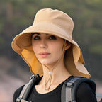One Size Women Wide Large Sun Hat Bucket Hat Summer Outdoor Fishing Hiking UV Anti Neck Protection Shawl Wide Hat UV Sun Protection Safari Unisex Cap Ladies Hat Sport Summer Hat Stevvex