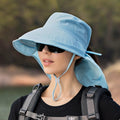 One Size Women Wide Large Sun Hat Bucket Hat Summer Outdoor Fishing Hiking UV Anti Neck Protection Shawl Wide Hat UV Sun Protection Safari Unisex Cap Ladies Hat Sport Summer Hat Stevvex