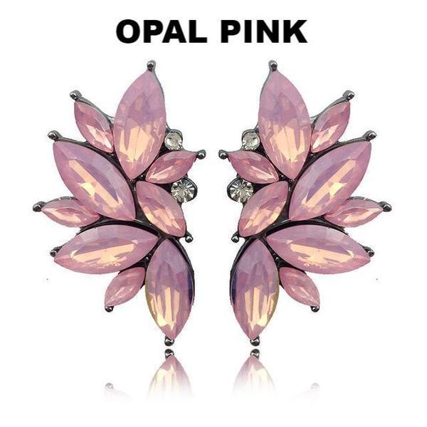 Pink Crystal Dangle Earrings Angel Crystallized Stone