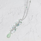 Opalite Amazonite Drop Necklace Sterling Silver Chain