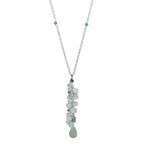 Opalite Amazonite Drop Necklace Sterling Silver Chain