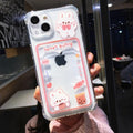 Orange Cute Cartoon Bear Rabbit Clear Phone Case For iPhone 14 Pro Max 13 12 11 X XR XS 7 8 Plus Card Holder Wallet Shockproof Cover Cartoon Soft iPhone Case Stevvex