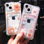 Orange Cute Cartoon Bear Rabbit Clear Phone Case For iPhone 14 Pro Max 13 12 11 X XR XS 7 8 Plus Card Holder Wallet Shockproof Cover Cartoon Soft iPhone Case Stevvex