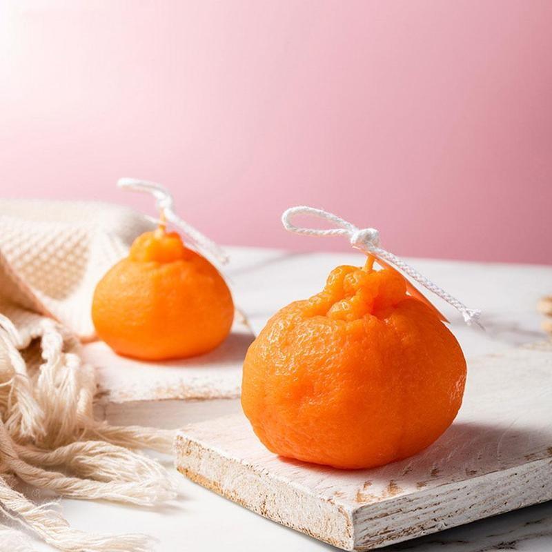 Orange Shaped Scented Candle Fruit Soy Wax Candle Smokeless Oil Aromatherapy Candle Cool Candles Shaped Candles Novelty Candle for Wedding Holiday Birthday Party Decor Aesthetic Candles for Women with Flower Fragrance Stevvex
