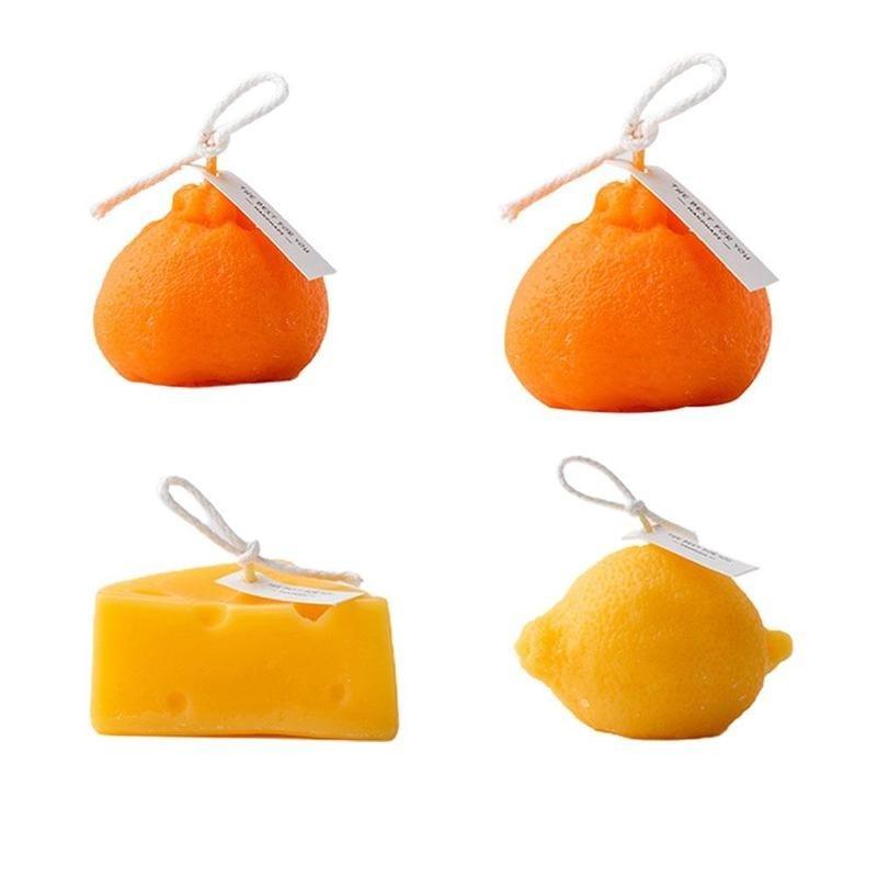 Orange Shaped Scented Candle Fruit Soy Wax Candle Smokeless Oil Aromatherapy Candle Cool Candles Shaped Candles Novelty Candle for Wedding Holiday Birthday Party Decor Aesthetic Candles for Women with Flower Fragrance Stevvex