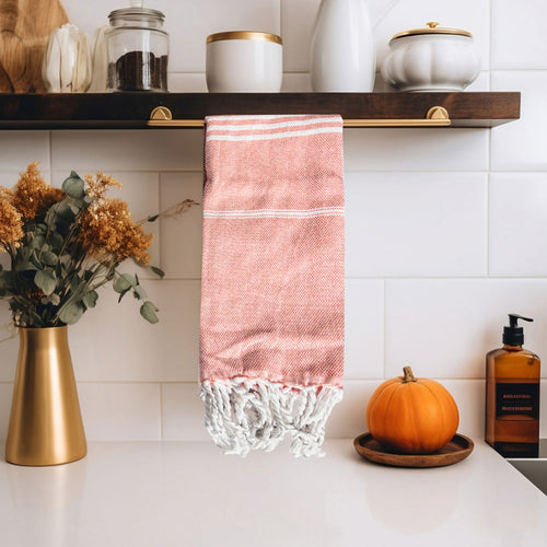 Turkish Hand Towel Oversized 100% Cotton Peshtemal Lightweight Absorbent BandsCo Straps