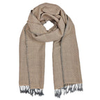 Organic Cotton Diamond Scarf 67x12 In Handloom With Tassel Fringe Earthy Tones BandsCo Straps