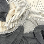 Organic Cotton Striped Scarf Large Handloomed Wrap With Fringe Neutral Tones BandsCo Straps