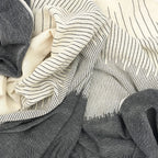 Organic Cotton Striped Scarf Large Handloomed Wrap With Fringe Neutral Tones BandsCo Straps