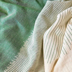 Organic Cotton Striped Scarf Large Handloomed Wrap With Fringe Neutral Tones BandsCo Straps