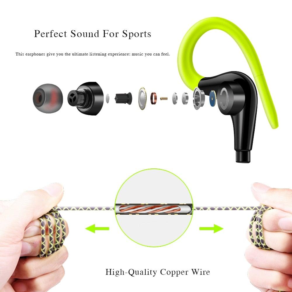 Original Sports Earphone Bluetooth Earphones with Charging case for Sport, Running, Workout Super Bass Headphones Sweatproof Running Headset With Mic Ear Hook Stevvex