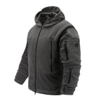 Outdoor Tactical Fleece Jacket Lightweight Uniform Soft Casual Hooded Jacket Thermal Fleece Coat Jacket With Hood Outdoor Sport Hiking Camping Clothing Training Jackets Men Thermal Warm Autumn Clothing Stevvex