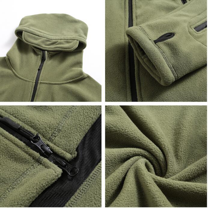 Outdoor Tactical Fleece Jacket Lightweight Uniform Soft Casual Hooded Jacket Thermal Fleece Coat Jacket With Hood Outdoor Sport Hiking Camping Clothing Training Jackets Men Thermal Warm Autumn Clothing Stevvex