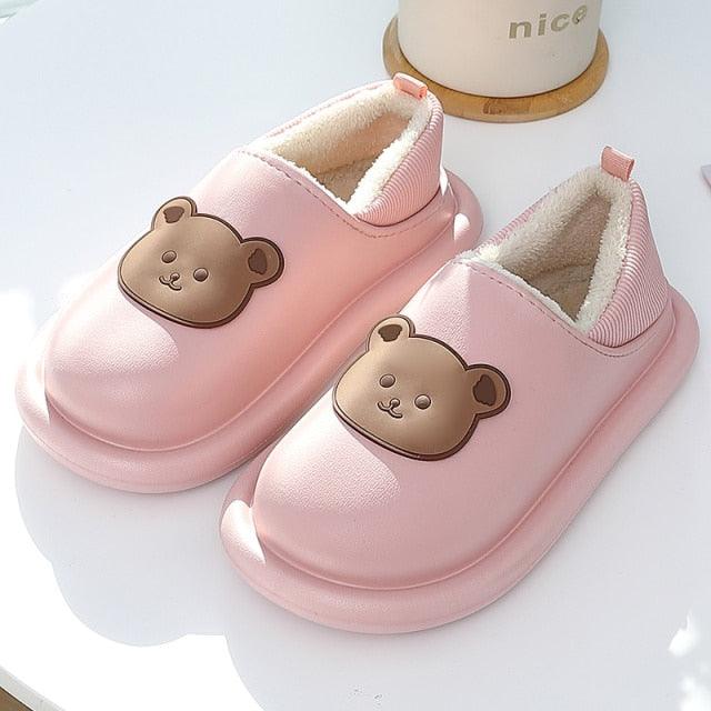 Outdoor Winter Waterproof Women Non-Slip Slippers Warm Female Plush House Slippers Indoor Flip Flops Waterproof Fuzzy Clogs Slippers Cozy Slip-On Memory Foam Fur House Slippers Stevvex