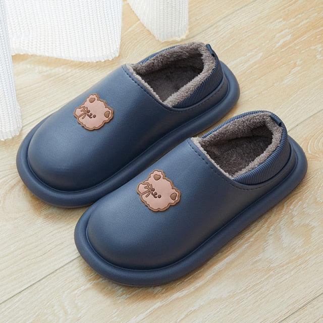 Outdoor Winter Waterproof Women Non-Slip Slippers Warm Female Plush House Slippers Indoor Flip Flops Waterproof Fuzzy Clogs Slippers Cozy Slip-On Memory Foam Fur House Slippers Stevvex