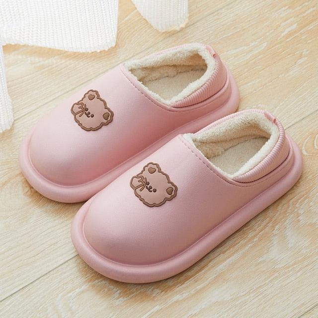Outdoor Winter Waterproof Women Non-Slip Slippers Warm Female Plush House Slippers Indoor Flip Flops Waterproof Fuzzy Clogs Slippers Cozy Slip-On Memory Foam Fur House Slippers Stevvex