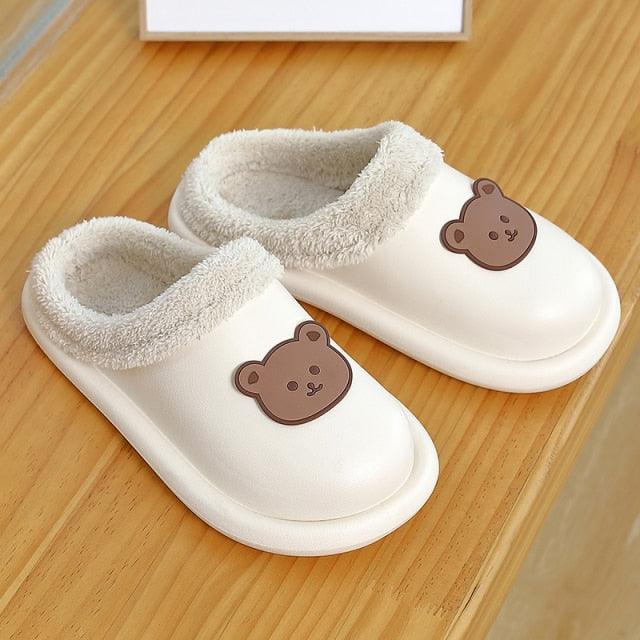 Outdoor Winter Waterproof Women Non-Slip Slippers Warm Female Plush House Slippers Indoor Flip Flops Waterproof Fuzzy Clogs Slippers Cozy Slip-On Memory Foam Fur House Slippers Stevvex