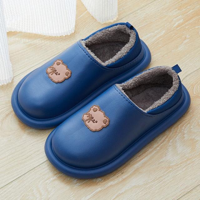 Outdoor Winter Waterproof Women Non-Slip Slippers Warm Female Plush House Slippers Indoor Flip Flops Waterproof Fuzzy Clogs Slippers Cozy Slip-On Memory Foam Fur House Slippers Stevvex